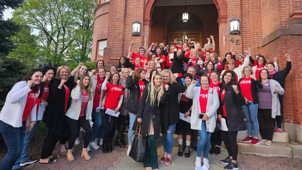 Cumberland teachers united to pack the town hall and ask the town council to fully fund our schools.