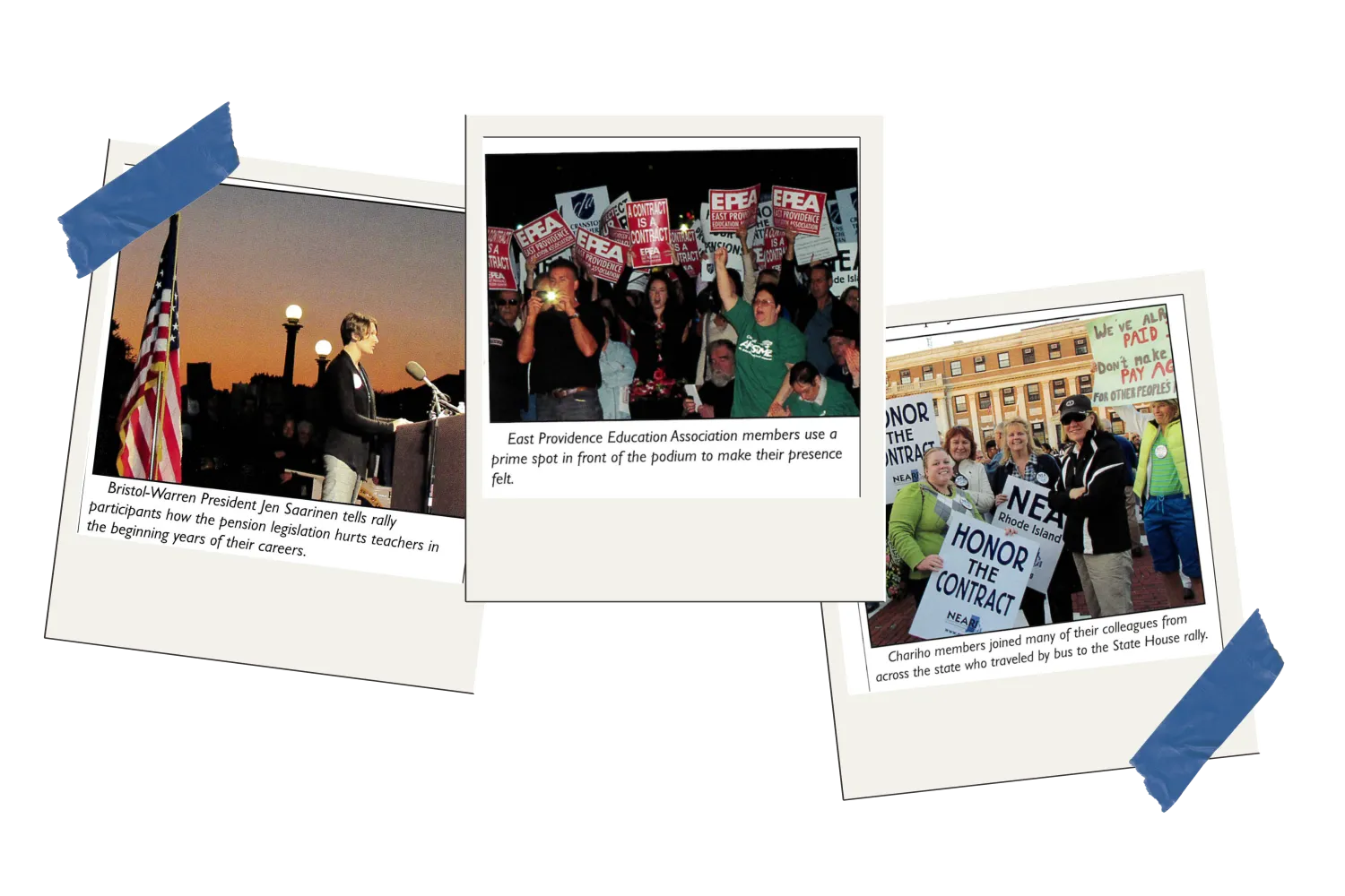 Three images from the 2011 pension rally 