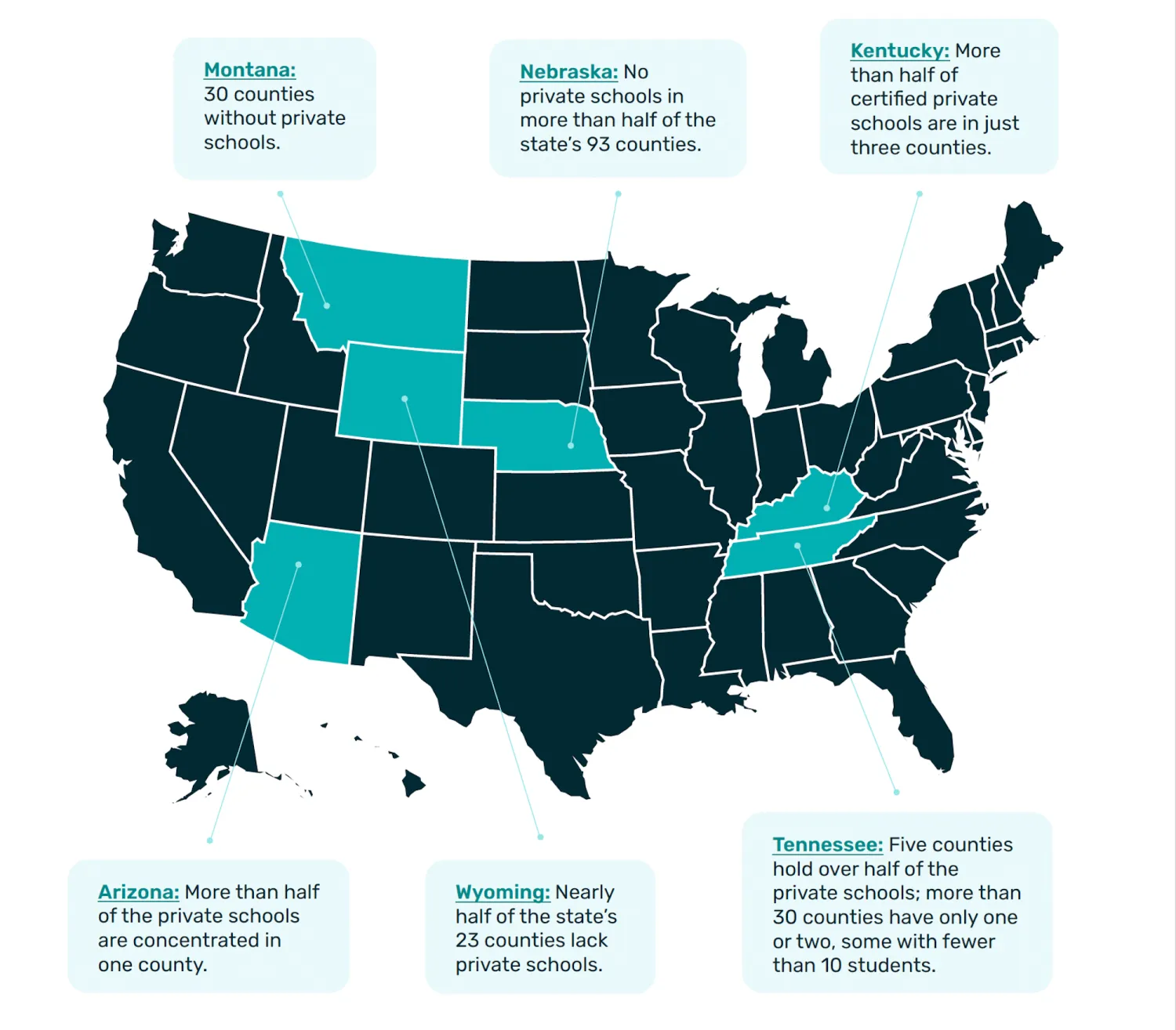 private schools in rural states map