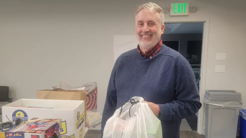 Scott Conley Delivering gifts for Toy Drive