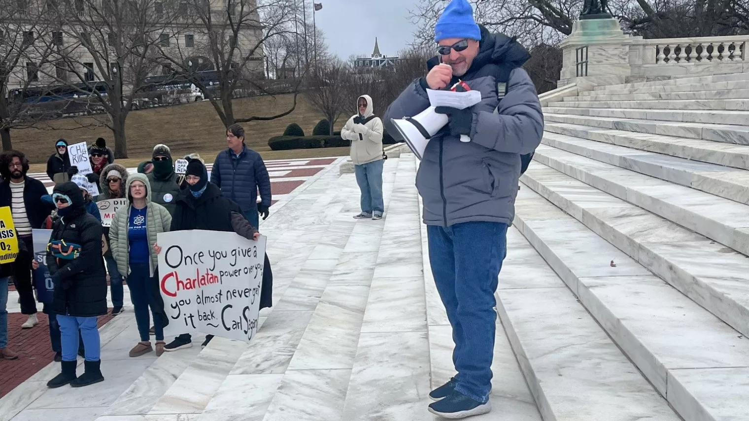 RIDOHPSA member Aaron Frechette at Rally for Science