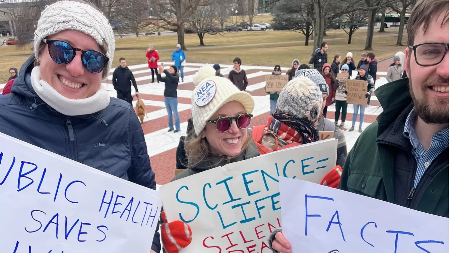 NEARI Dept of Health protesting with signs