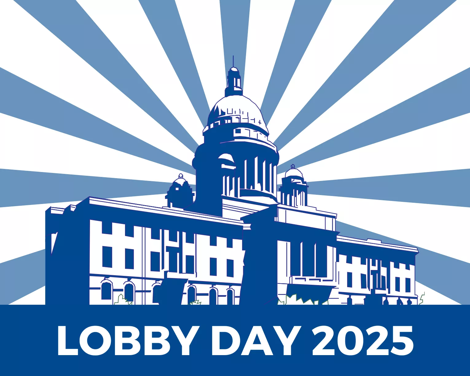 rhode island statehouse graphic with sunburst behind