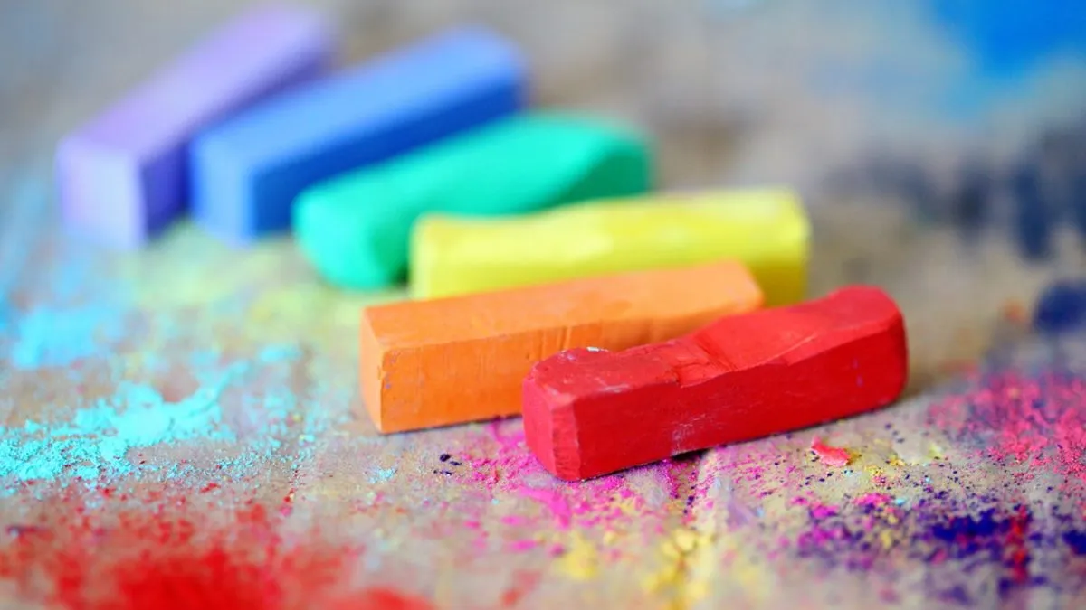 Rainbow colored chalk