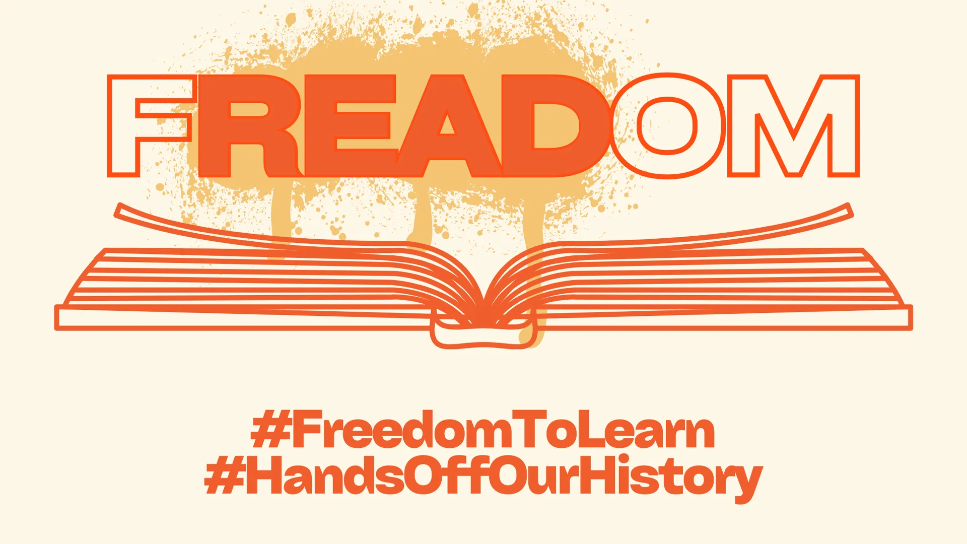 Illustration of the word Freedom that hovers over an open book.