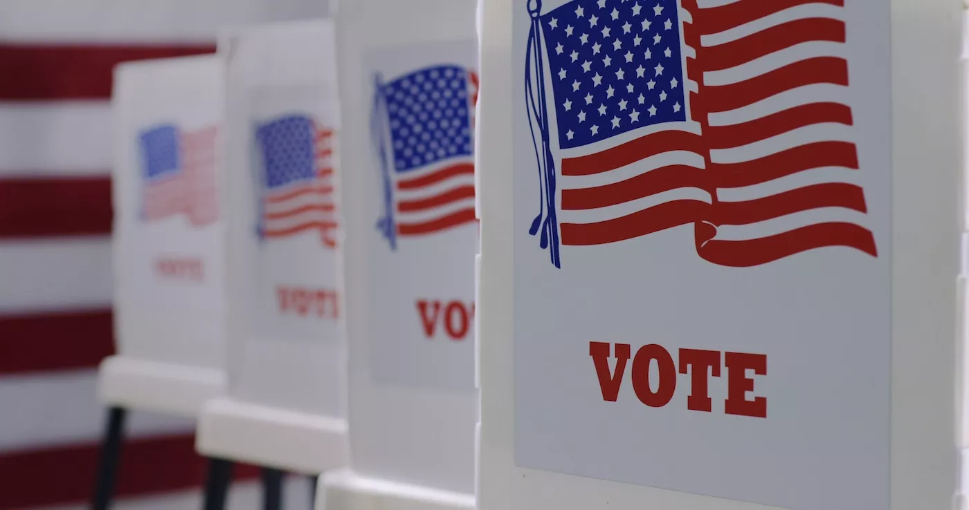 Row of voting booths
