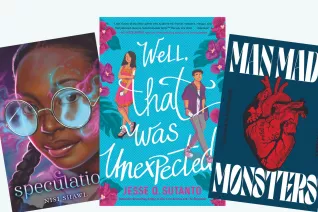 book covers of three titles: Speculation, Man Made Monsters and Well that was Unexpected