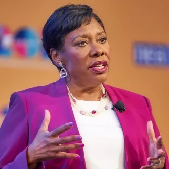 NEA President Becky Pringle delivers the keynote address to the 2021 NEA Representative Assembly.