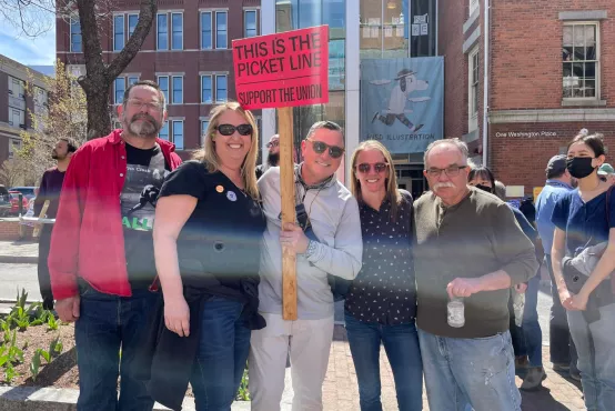 RISD members support a picket line in their community.