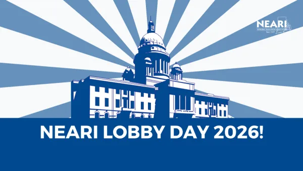 NEARI Lobby Day logo or statehouse with rising sun behind