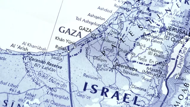 A map of Gaza and Israel
