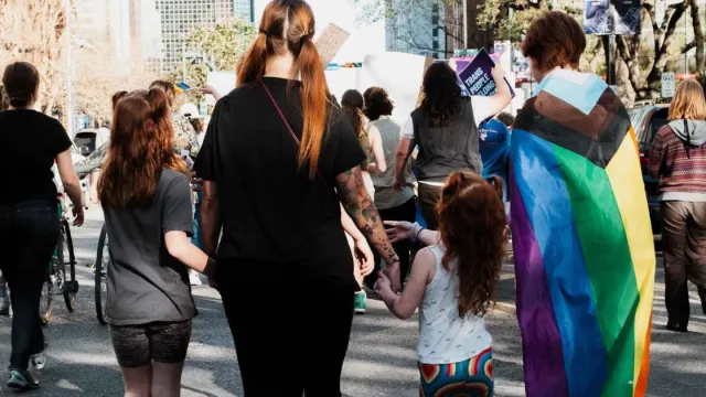 LGBTQ family at immigrant march